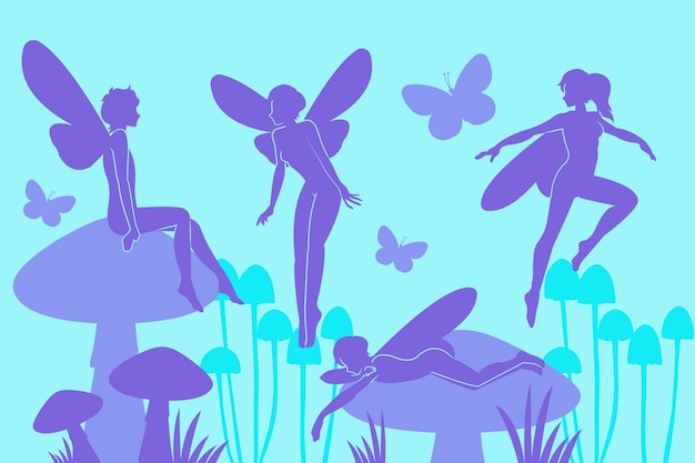 Flat Design Fairy Silhouette Illustration – Free Download