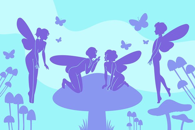 Flat design  fairy silhouette illustration