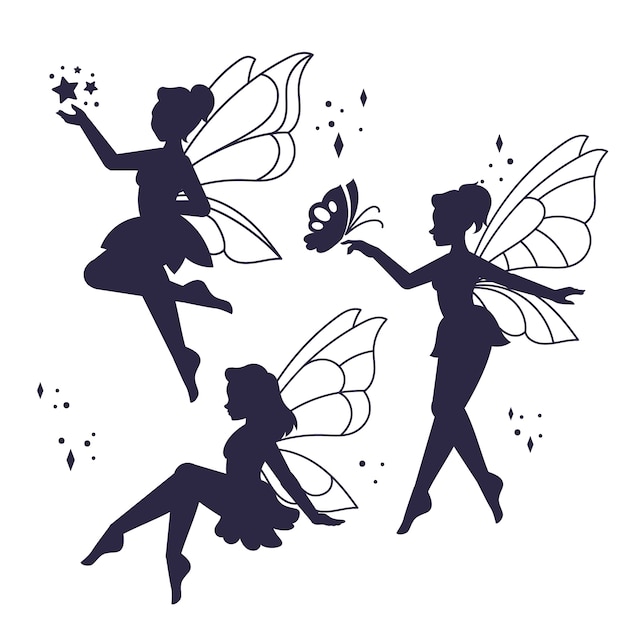 Flat design  fairy silhouette illustration
