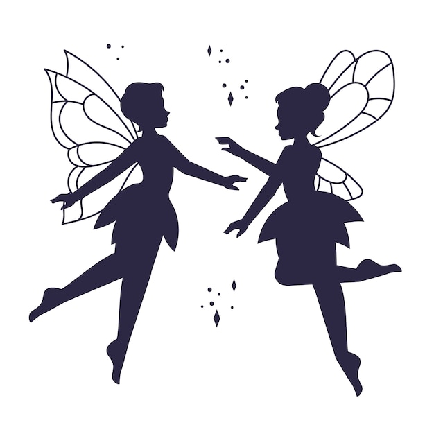 Flat design  fairy silhouette illustration