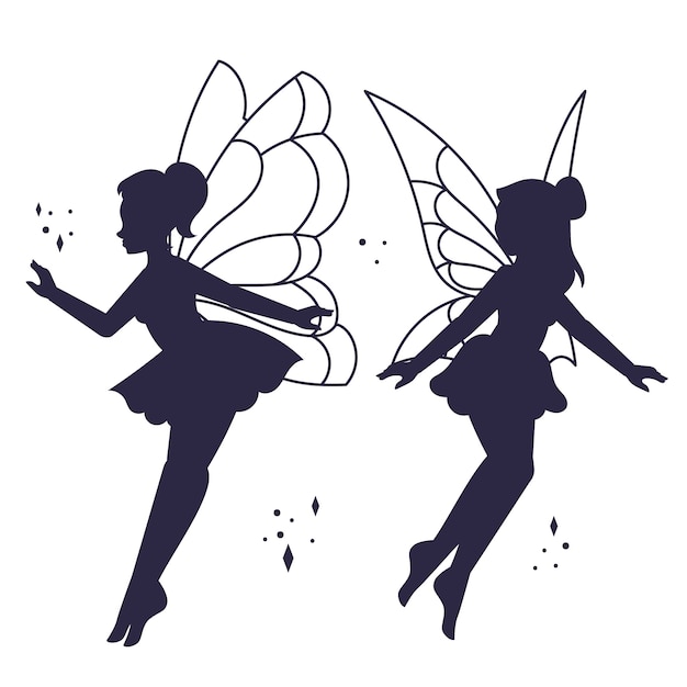 Flat design  fairy silhouette illustration