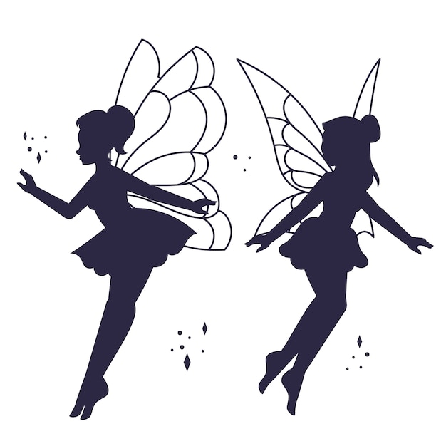 Free Vector flat design  fairy silhouette illustration