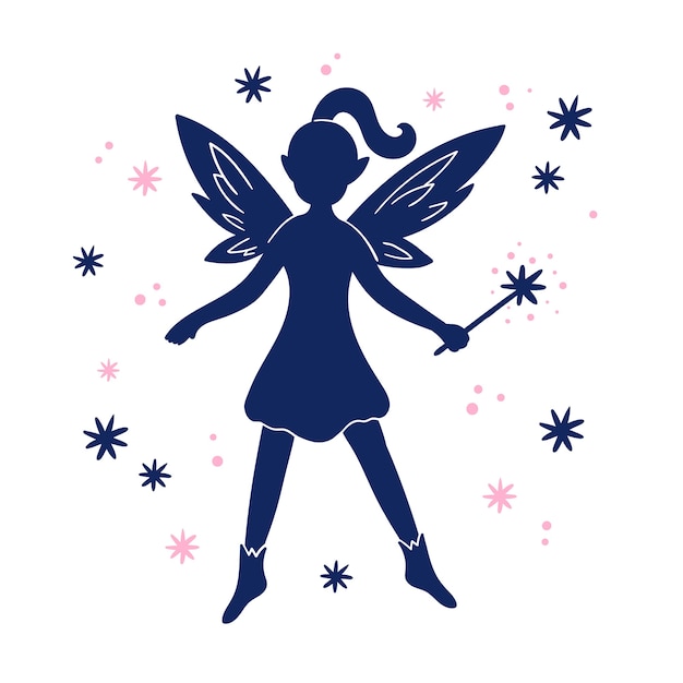 Free Vector flat design fairy silhouette illustration
