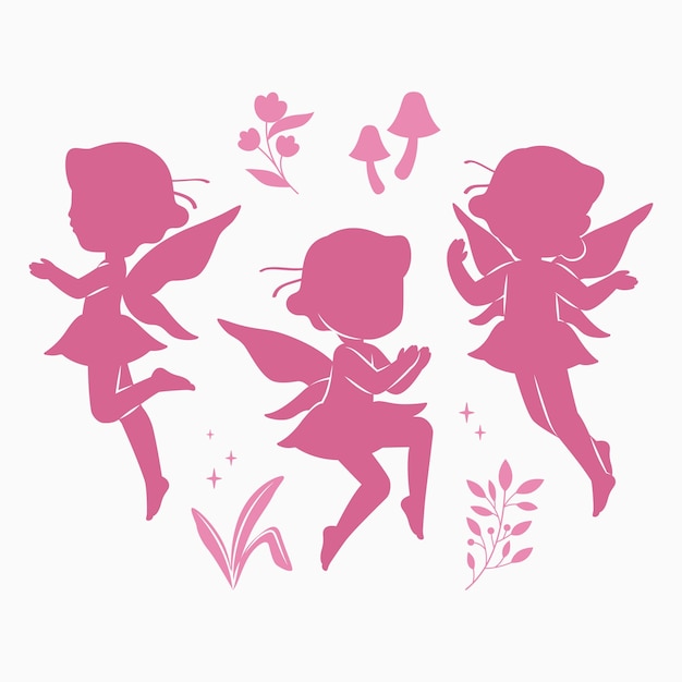 Free Vector flat design fairy silhouette illustration