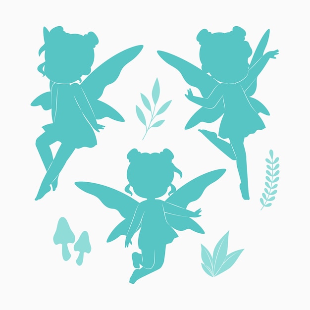 Free vector flat design fairy silhouette illustration