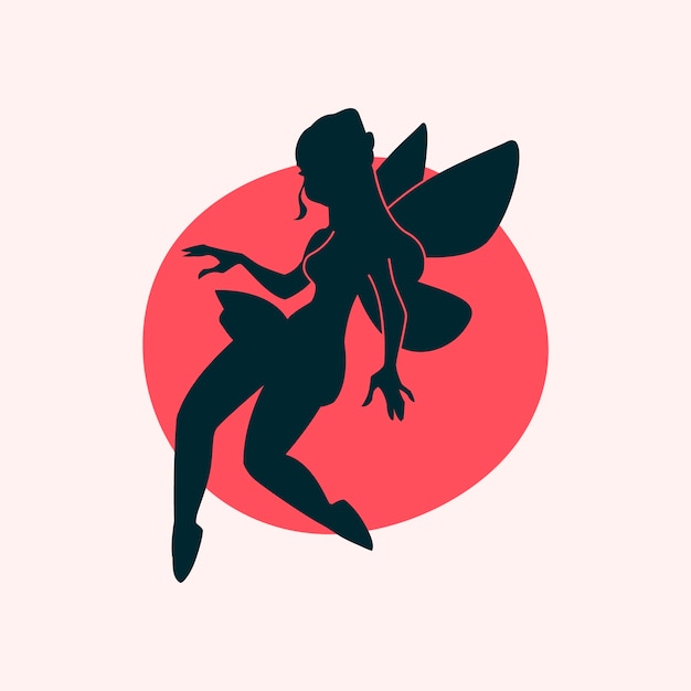 Flat design fairy silhouette illustration