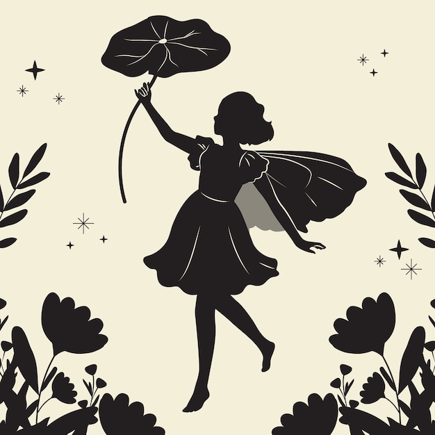 Free Vector flat design fairy silhouette illustration