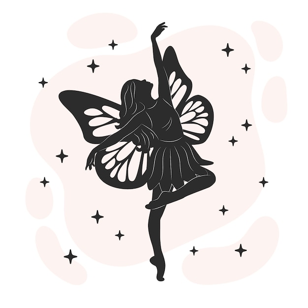 Flat Design Fairy Silhouette Illustration – Vector Templates