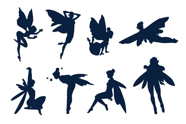 Flat design fairy silhouette illustration