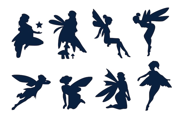 Free Vector flat design fairy silhouette illustration