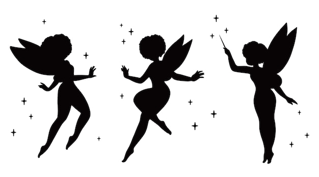 Free Vector flat design fairy silhouette illustration