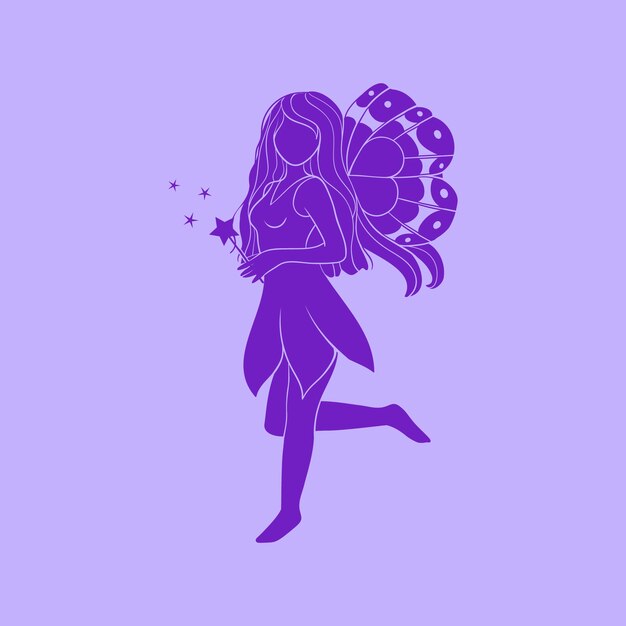 평평한 디자인의 요정 실루 일러스트레이션