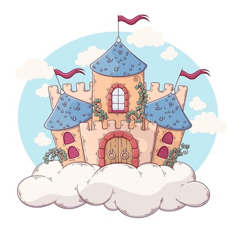 Flat design fairytale castle