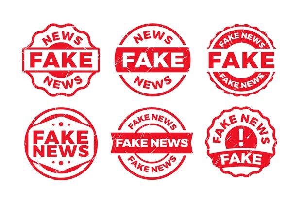Flat design fake news stamp set