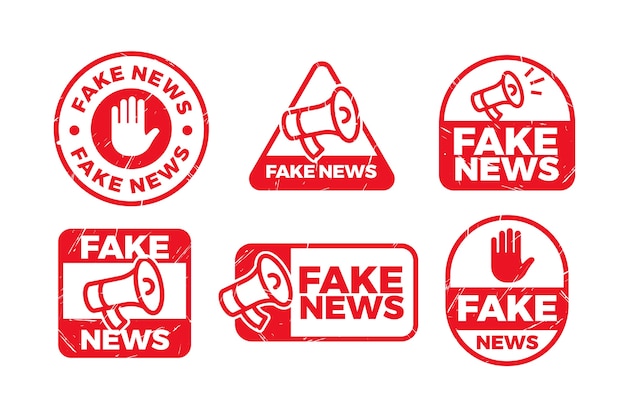 Free vector flat design fake news stamp set