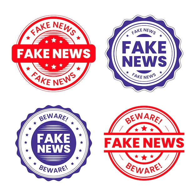 Flat design  fake news stamp