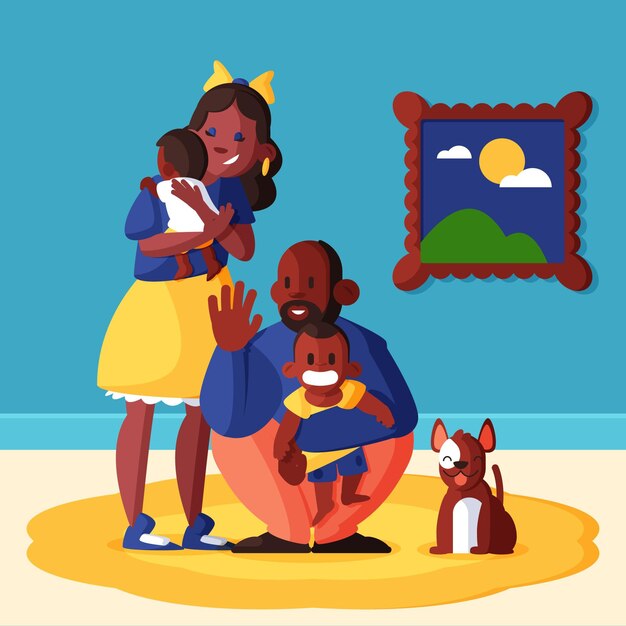 Flat design family scenes