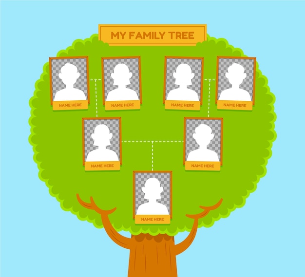 Flat design family tree chart