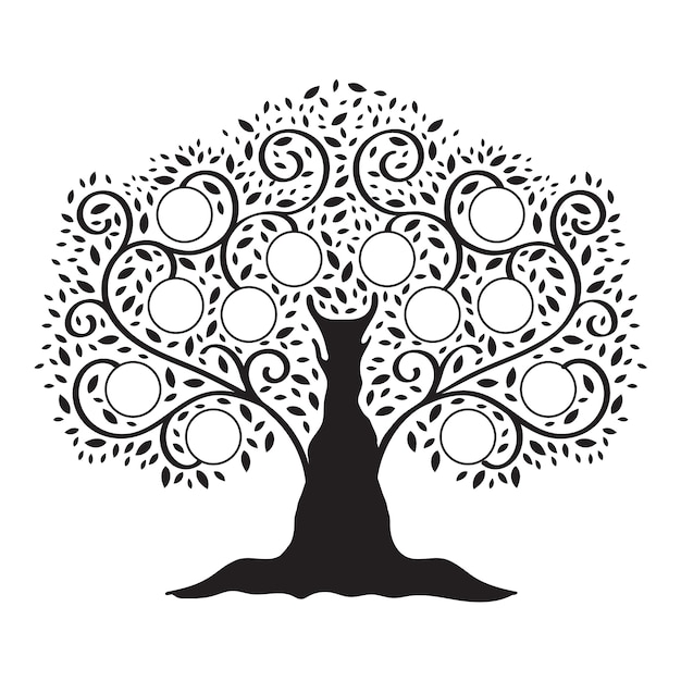 Free vector flat design family tree silhouette