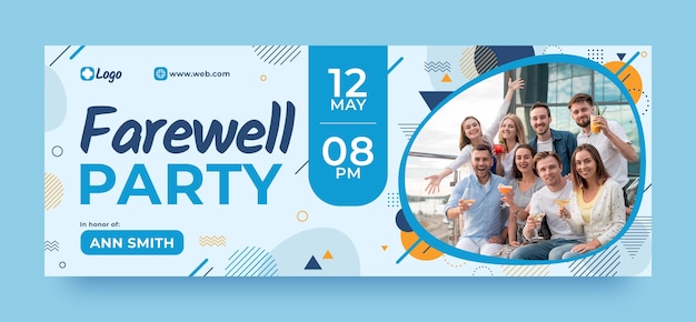 Free vector flat design farewell party facebook cover template