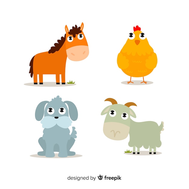 Flat design farm animal collection