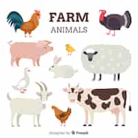 Free vector flat design farm animal collection