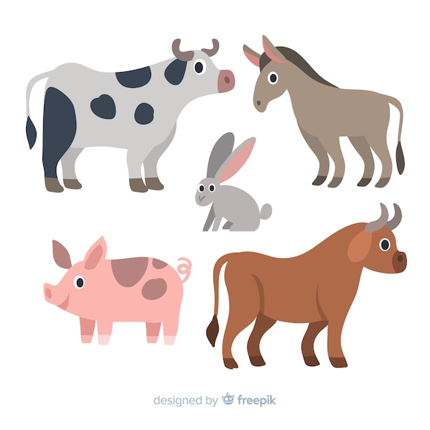 Flat design farm animal collection