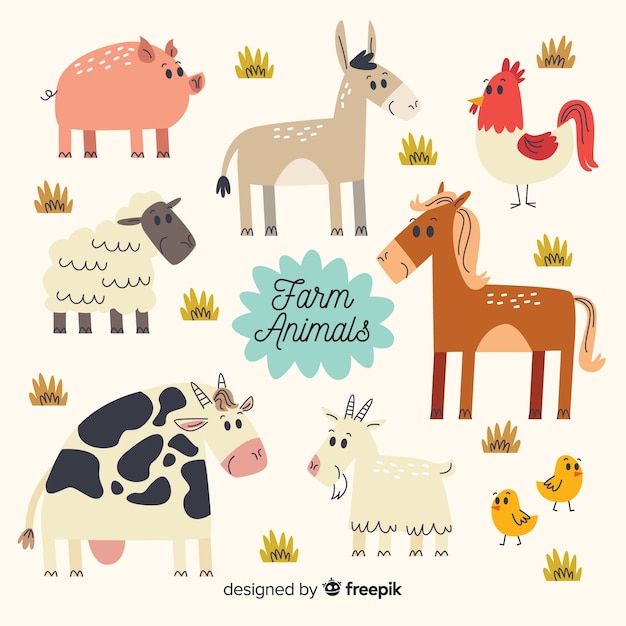 Flat design farm animal collection