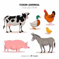 Free vector flat design farm animal collection