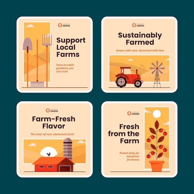 Free vector flat design farm template design