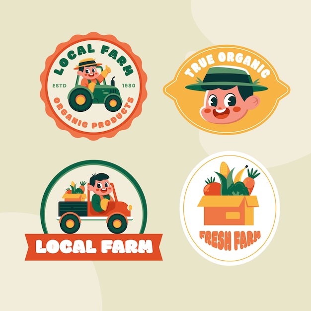 Free vector flat design farm template design