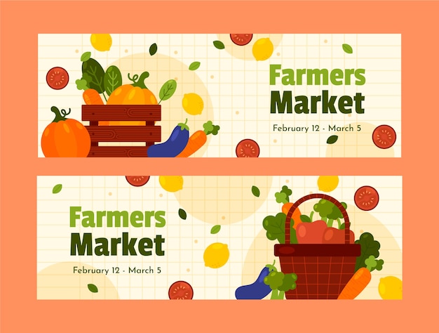 Flat design farmers market banner