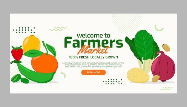 Flat design farmers market banner