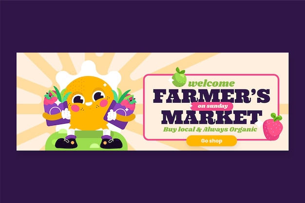 Free vector flat design farmers market banner