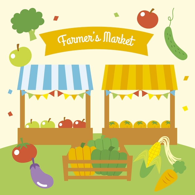 Free vector flat design farmers market illustration