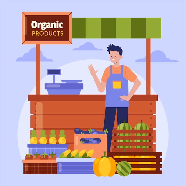 Flat design farmers market illustration