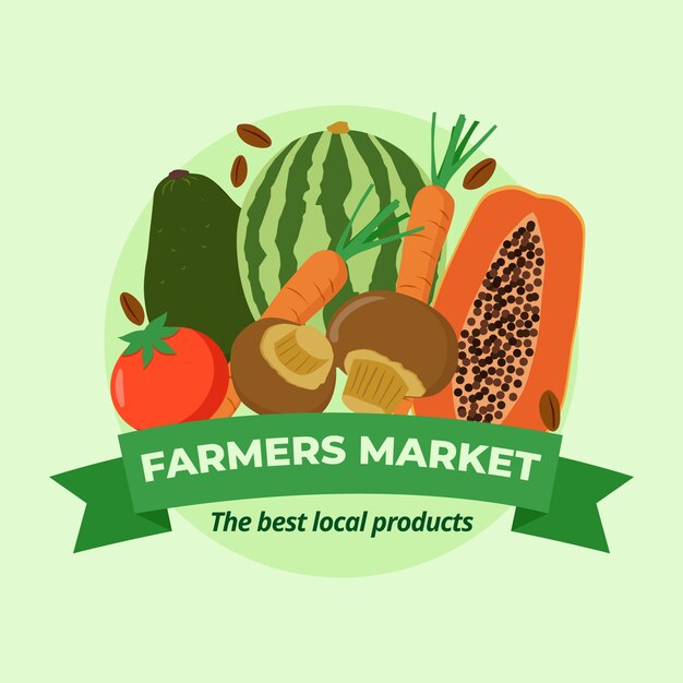 flat design farmers market illustration