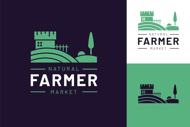 Vettore gratuito logo del mercato degli agricoltori di design piatto