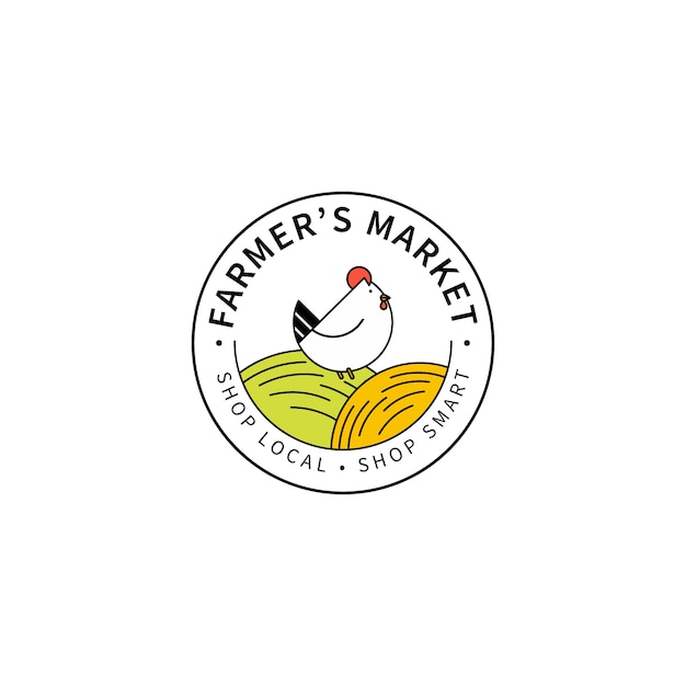 フラットデザインのファーマーズマーケットのロゴ