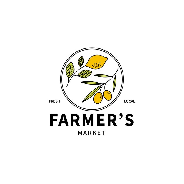 Flat design farmers market logo