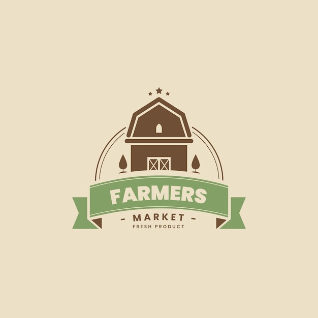 Logo del mercato degli agricoltori di design piatto