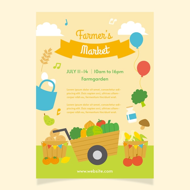 Free vector flat design farmers market poster