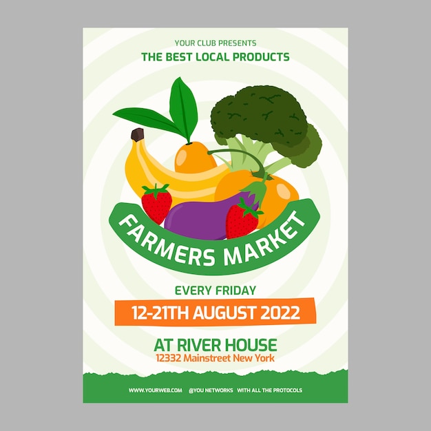 Free vector flat design farmers market poster