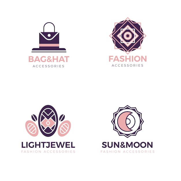 Free vector flat design fashion accessories logo collection