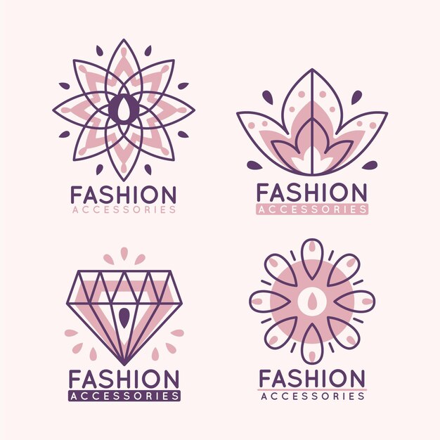 Flat design fashion accessories logo set