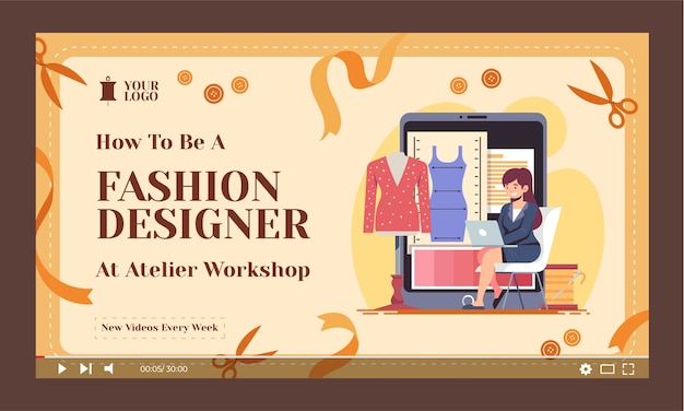 Flat design fashion atelier youtube thumbnail