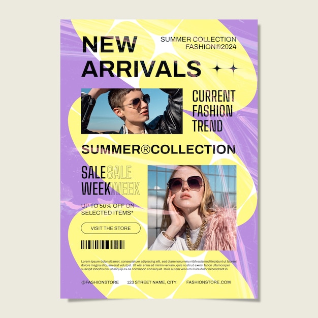 Flat design fashion collection poster template