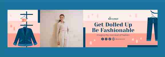 Free vector flat design fashion collection twitch banner