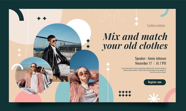 Vettore gratuito webinar sulla collezione di moda design piatto