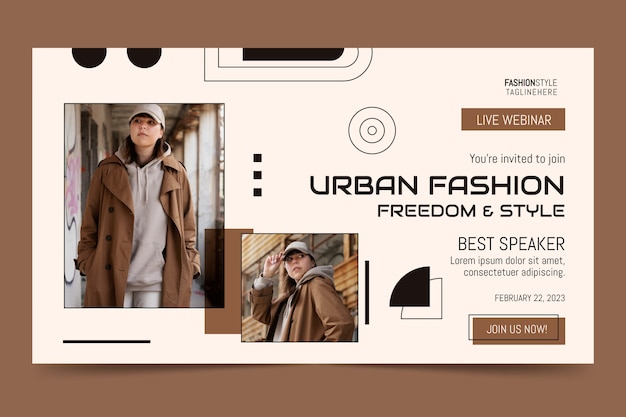 Vettore gratuito webinar sulla collezione di moda design piatto